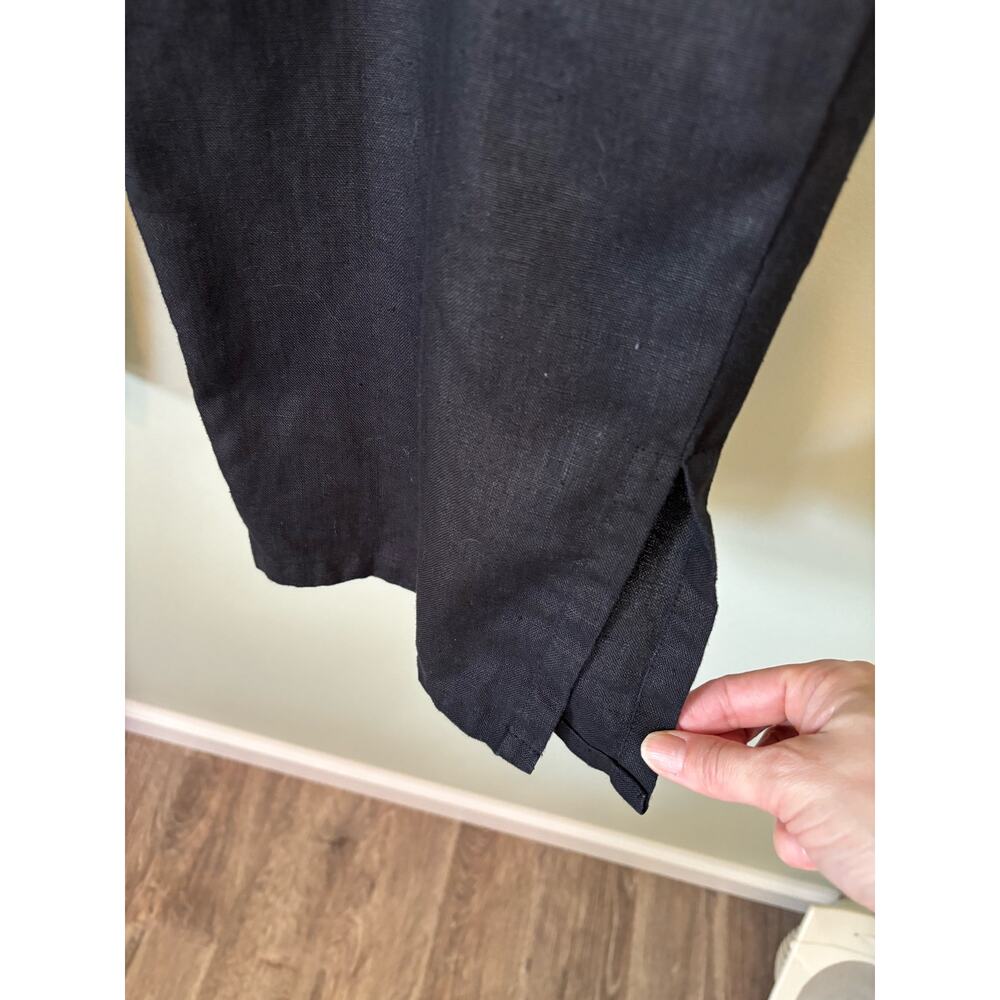 J. Jill Black 100% Linen Wide Leg Pants Elastic Waist Pull On M - Picture 2 of 9